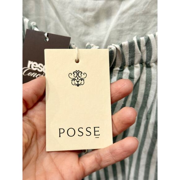 NWT Posse Diana Sleeveless Square Neck Linen Mini Dress Seagrass Stripe Women XS - Picture 5 of 8